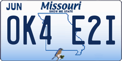 MO license plate OK4E2I