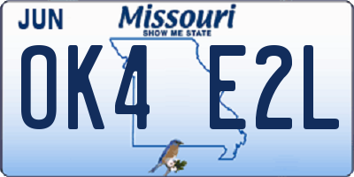 MO license plate OK4E2L