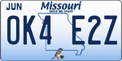 MO license plate OK4E2Z