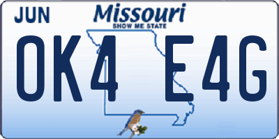 MO license plate OK4E4G