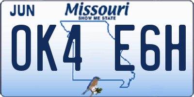 MO license plate OK4E6H