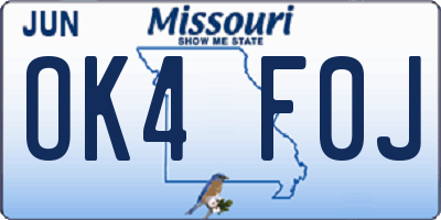 MO license plate OK4F0J