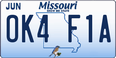 MO license plate OK4F1A