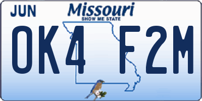 MO license plate OK4F2M