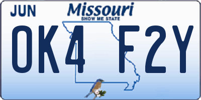 MO license plate OK4F2Y