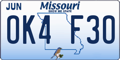 MO license plate OK4F3O