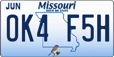 MO license plate OK4F5H