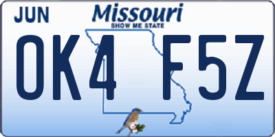 MO license plate OK4F5Z