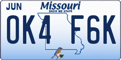 MO license plate OK4F6K