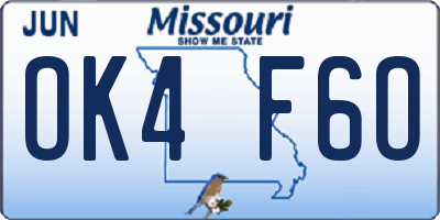 MO license plate OK4F6O