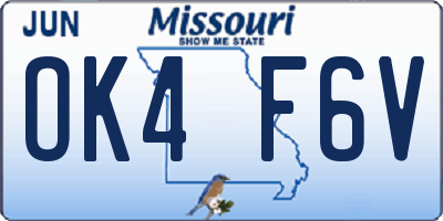 MO license plate OK4F6V