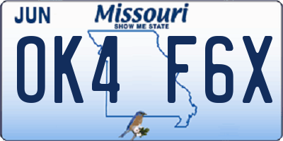 MO license plate OK4F6X