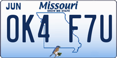 MO license plate OK4F7U