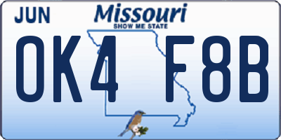 MO license plate OK4F8B
