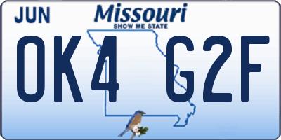 MO license plate OK4G2F