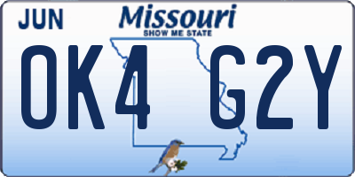 MO license plate OK4G2Y