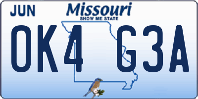 MO license plate OK4G3A