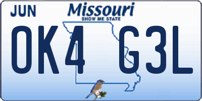 MO license plate OK4G3L