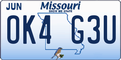 MO license plate OK4G3U