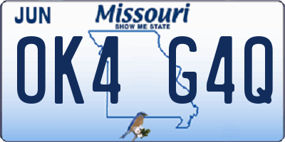 MO license plate OK4G4Q
