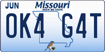MO license plate OK4G4T