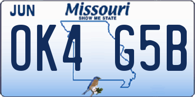MO license plate OK4G5B
