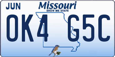 MO license plate OK4G5C