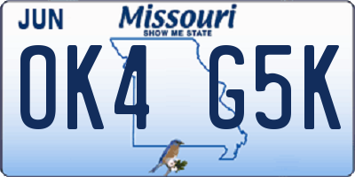 MO license plate OK4G5K