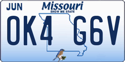 MO license plate OK4G6V