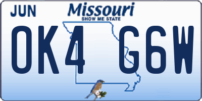 MO license plate OK4G6W
