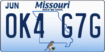 MO license plate OK4G7G