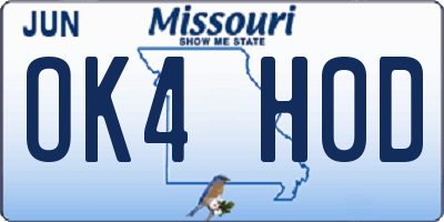 MO license plate OK4H0D