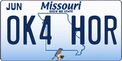 MO license plate OK4H0R