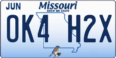 MO license plate OK4H2X