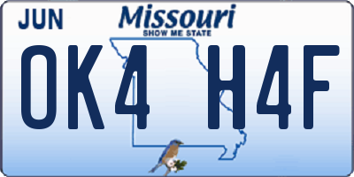 MO license plate OK4H4F