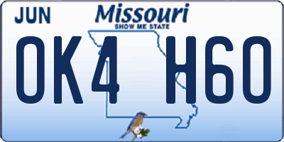 MO license plate OK4H6O