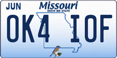 MO license plate OK4I0F