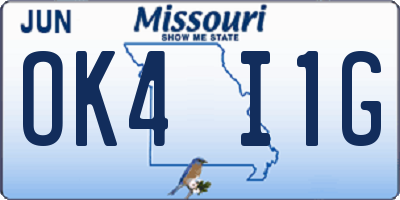 MO license plate OK4I1G