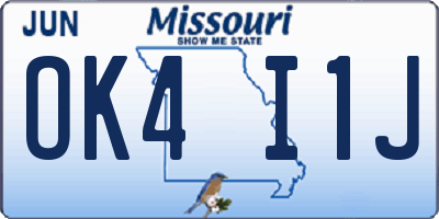 MO license plate OK4I1J