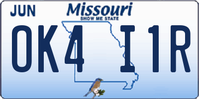 MO license plate OK4I1R
