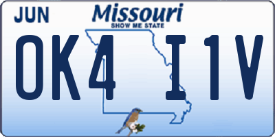 MO license plate OK4I1V