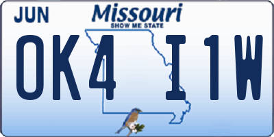 MO license plate OK4I1W