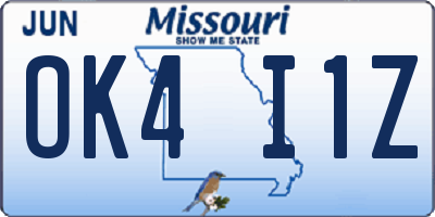 MO license plate OK4I1Z