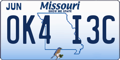 MO license plate OK4I3C