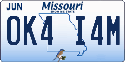 MO license plate OK4I4M