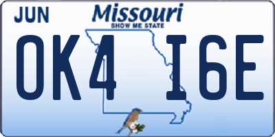 MO license plate OK4I6E