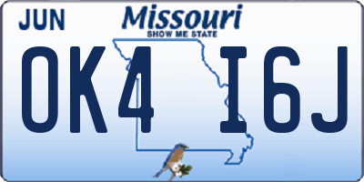 MO license plate OK4I6J