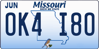 MO license plate OK4I8O