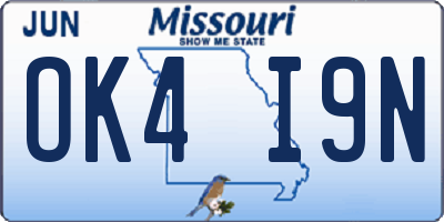 MO license plate OK4I9N