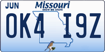 MO license plate OK4I9Z
